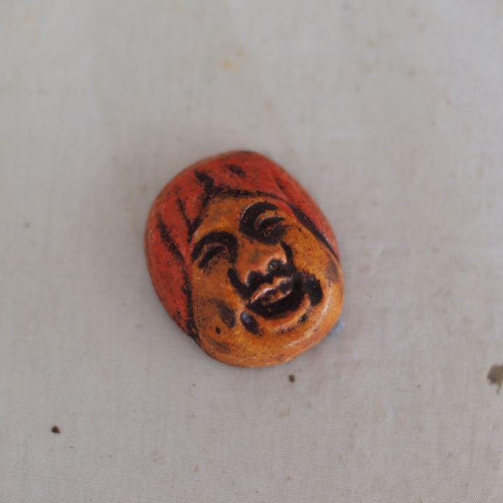 Cute Ceramic Laughing Uncle Length 3.5cm Antiques