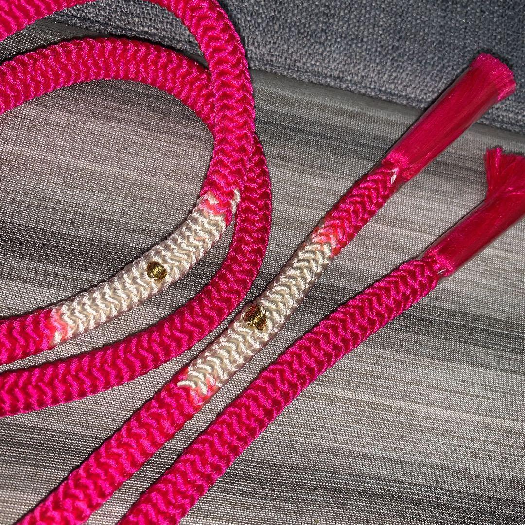 New pure silk obijime dark peach beige gold dark pink round set