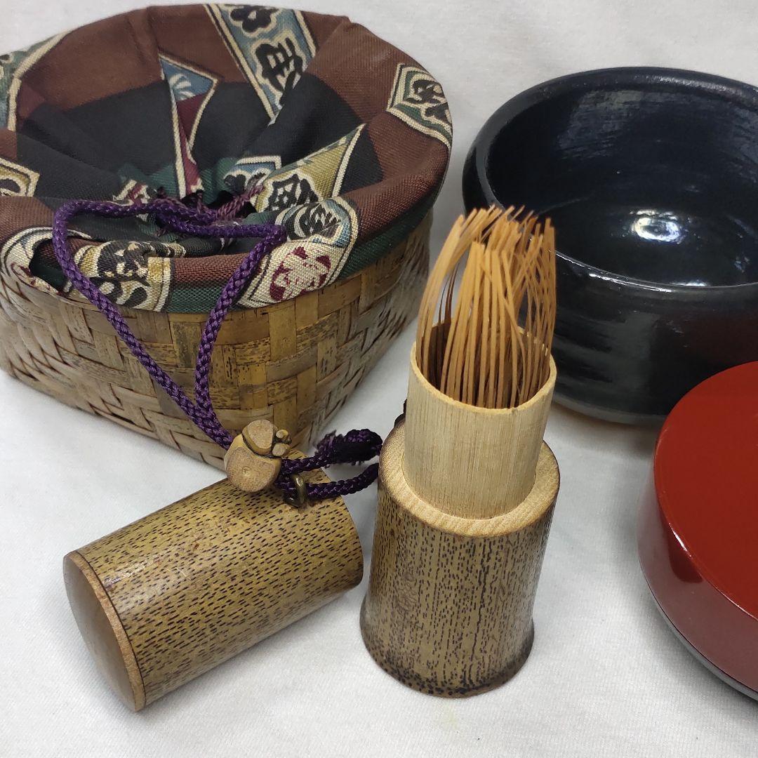 Tea utensils Portable Nodate set Black tea bowl Wooden bowl