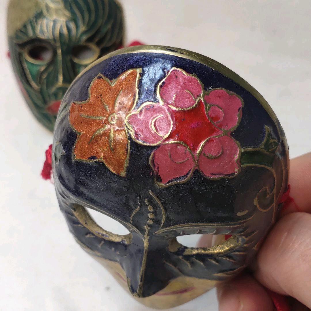 Two copper masks Cloisonne ware? Handmade old house collection