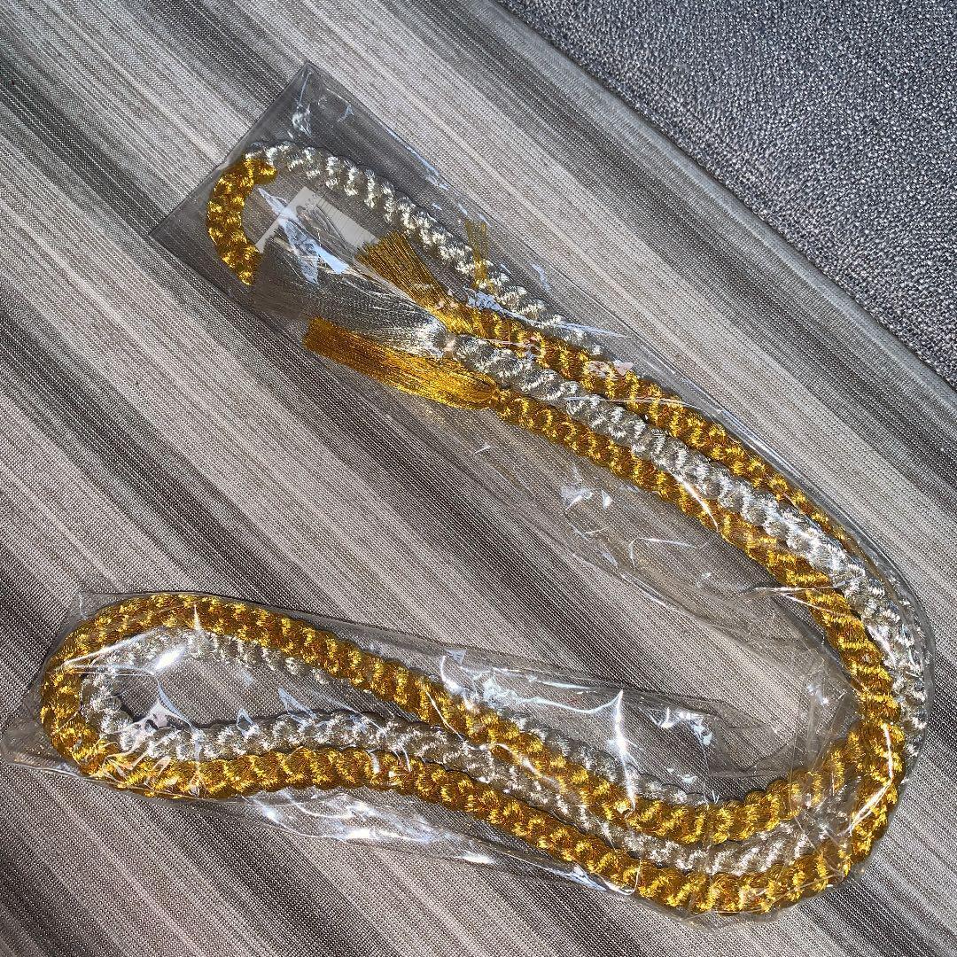 Unused pure silk obijime gold silver gold silver