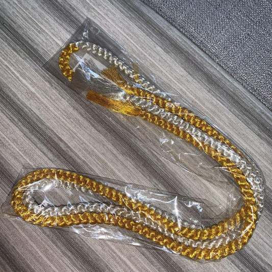 Unused pure silk obijime gold silver gold silver