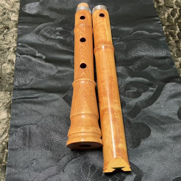 Shakuhachi Kinko-ryu 1-shaku-9-sun pipe with inscription and mouthpiece cap