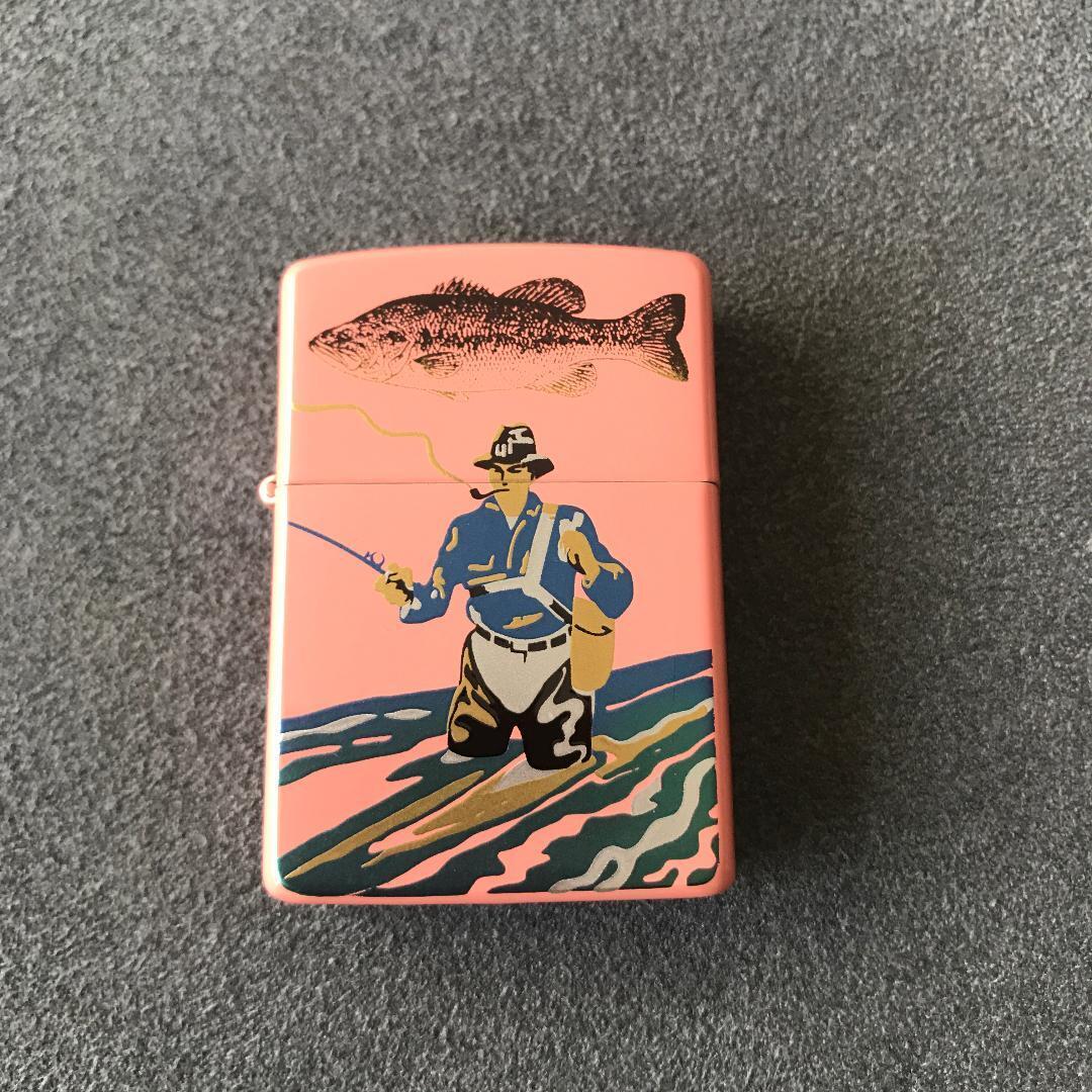 As is for Parts 1992 Zippo lacquered Fisherman pink unused no box