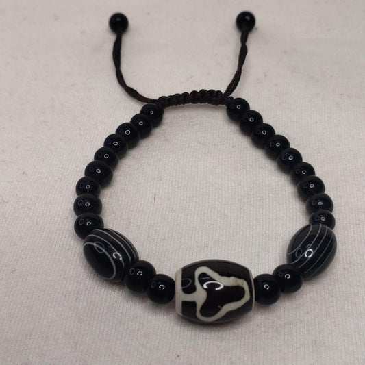Dzi bead bracelet Tibetan folk craft Lucky Stone Buddhist