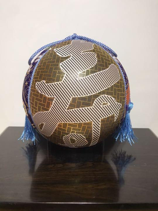 Temari  Interior decoration  gift  Light blue crane x Kotobuki purple navy plum