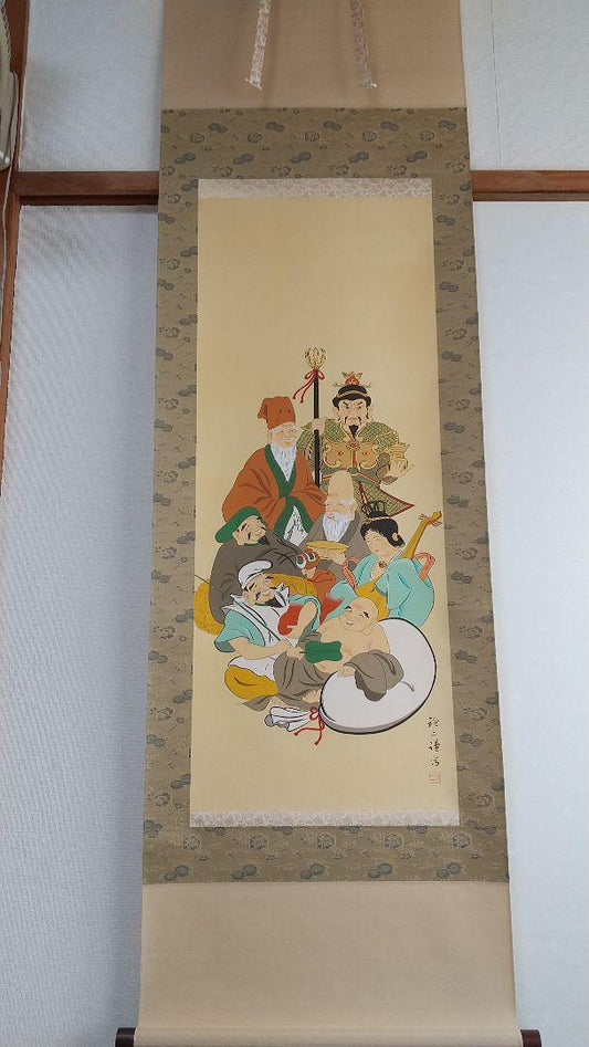 Hanging scroll "Seven Lucky Gods" Reiji Matsui JAPAN