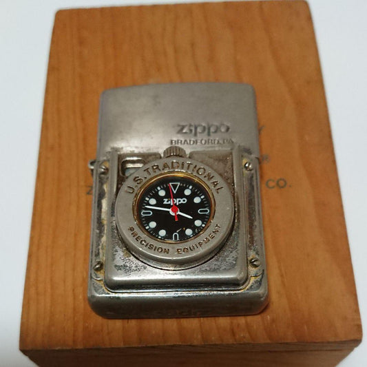 as is for parts Zippo Wooden box with clock / with instruction manual
