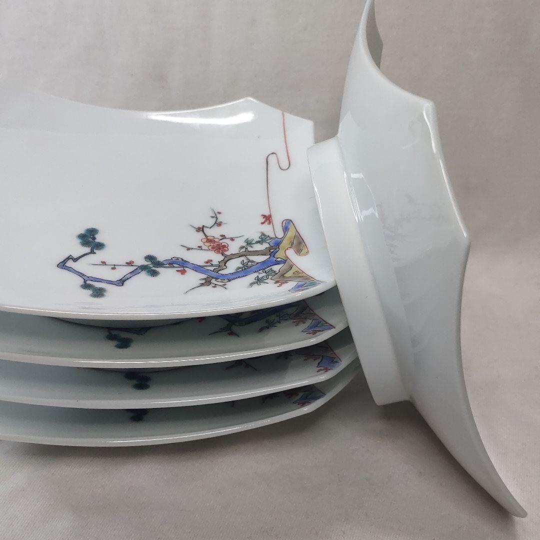 13th generation Kakiemon Kakukiriko four-sided plate Muddy hand