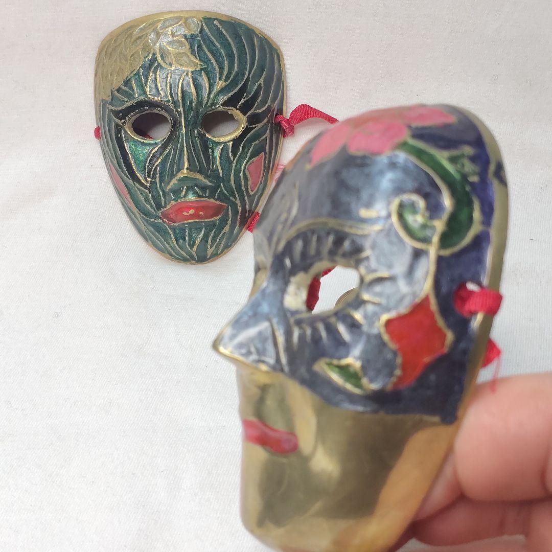 Two copper masks Cloisonne ware? Handmade old house collection
