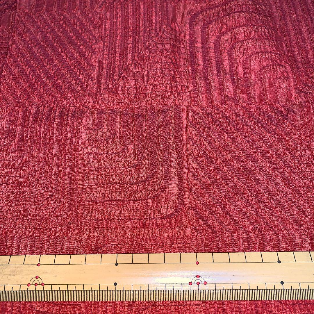 Pure silk kimono hagire about 36 x 115 red fluffy weave squeeze