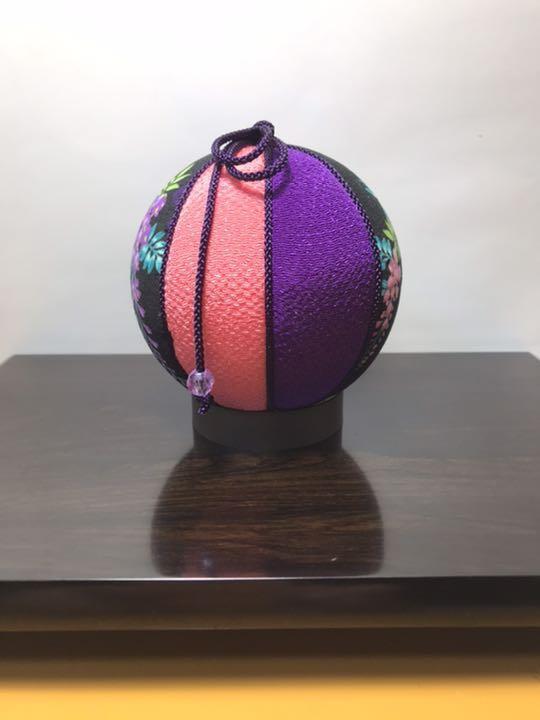 Temari Interior decoration  gift Wisteria black background Seasonal flowers