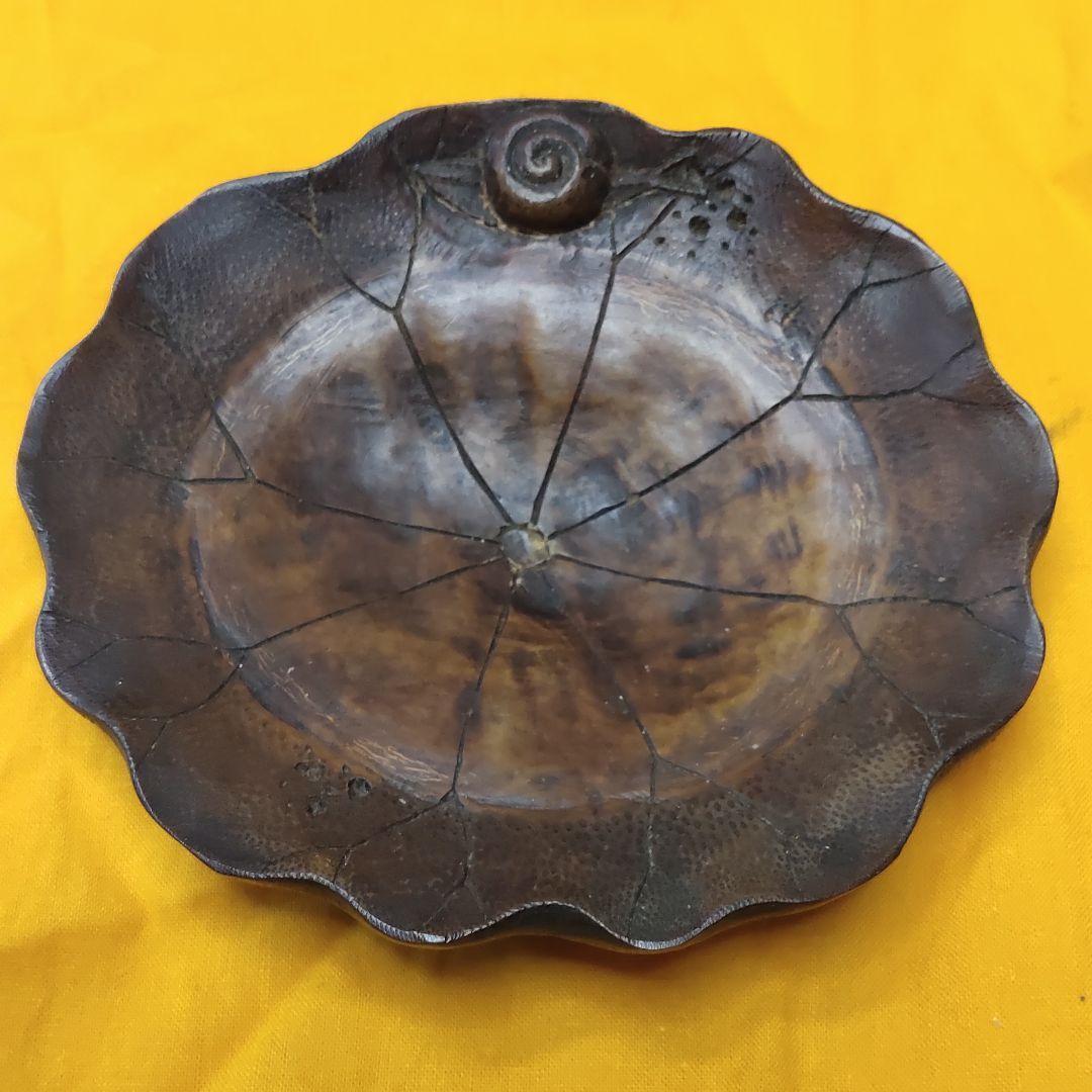 Antique bamboo carving dish cochlea figurine paulownia box
