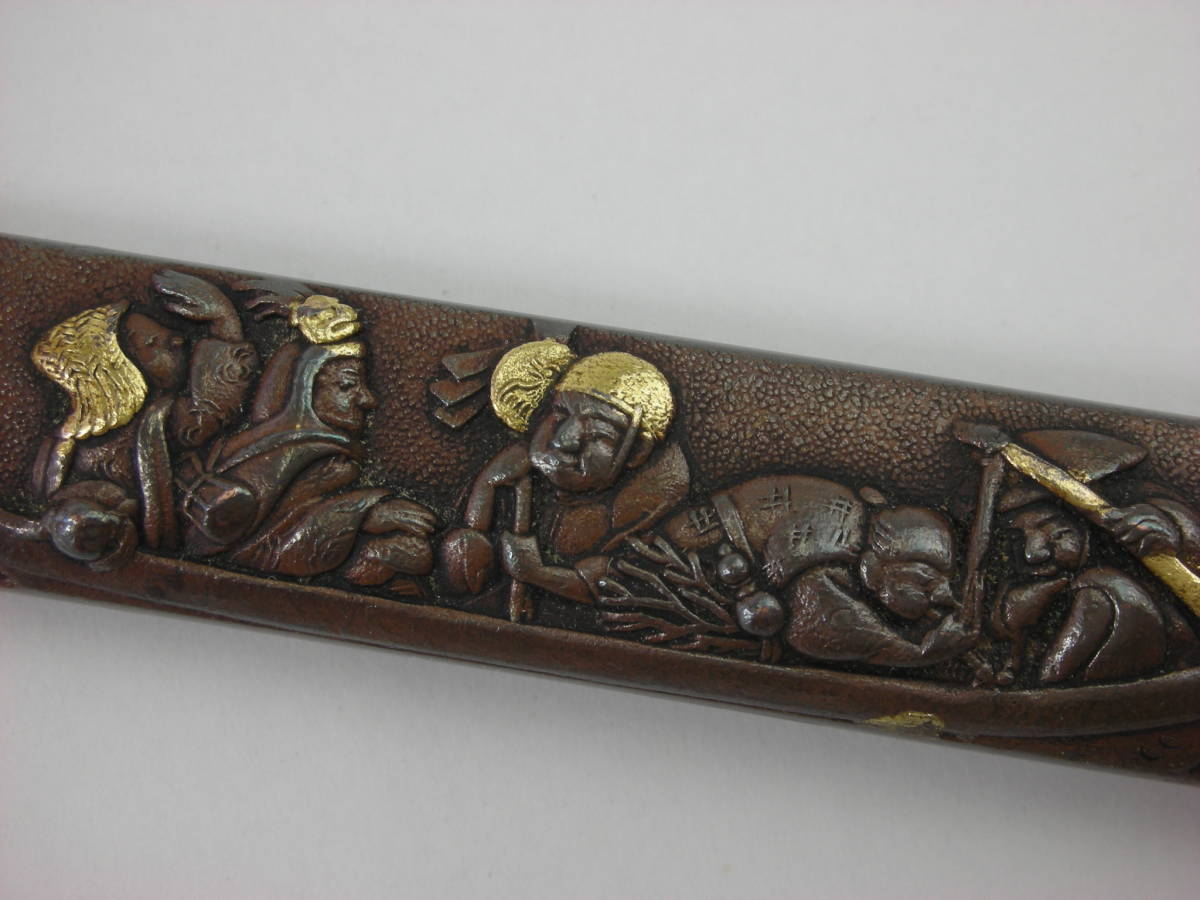 Kozuka Old bird person riding a ship Japanese Antiques