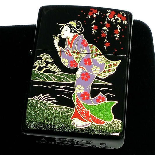 As is for Parts ZIPPO Lighter Edo Windy Japanese Pattern Zippo Genuine Gold Maki