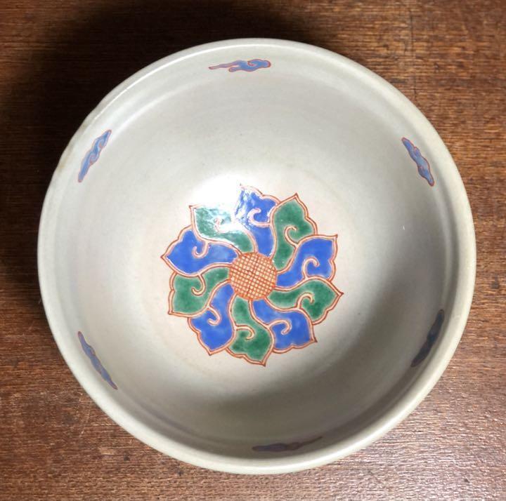 Banko ware, red-painted confectionery, moon and louge, landscape
