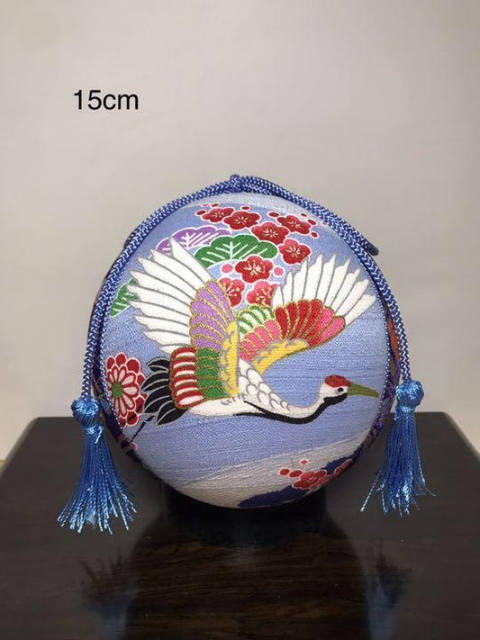 Temari  Interior decoration  gift  Light blue crane x Kotobuki purple navy plum