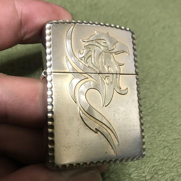 As is For Parts Armor Zippo Tribal Silver Color Engraving