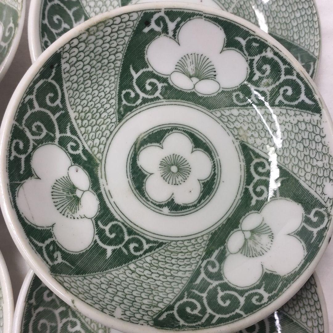 Ko-Imari ware 6 small plates green glaze old family storehouse