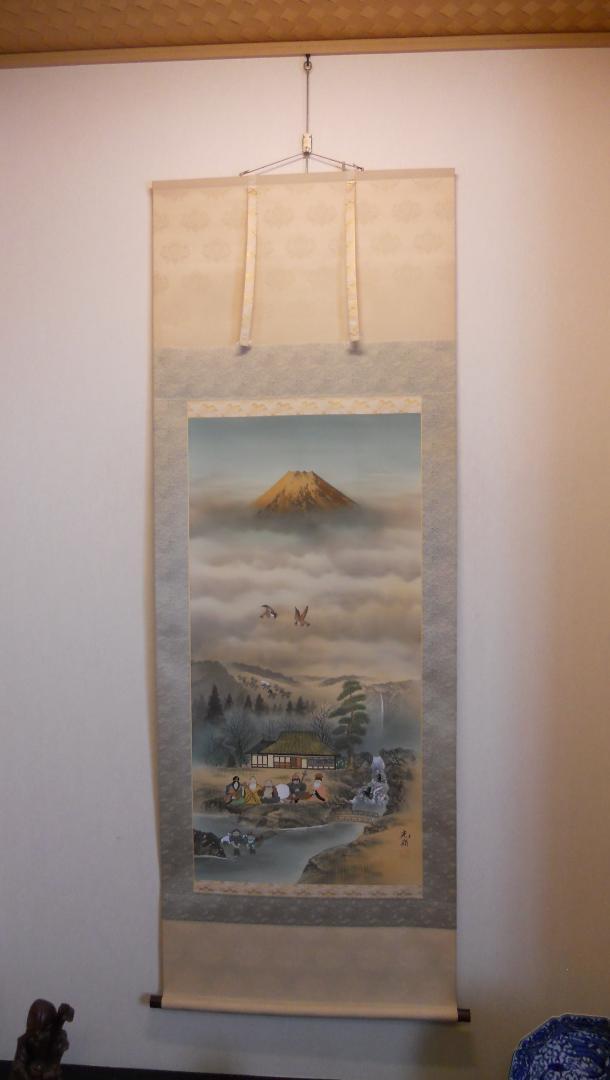 Kakemono Komine Juzen no Zu Shichifukujin Kinumoto Rare Axis Tea Utensils JAPAN