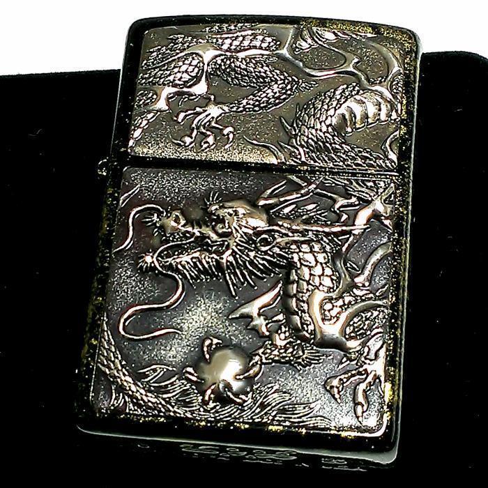 As is for Parts ZIPPO Lighter Japanese Pattern Rise Metal Silver Dragon Tortoise