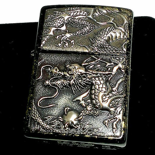 As is for Parts ZIPPO Lighter Japanese Pattern Rise Metal Silver Dragon Tortoise