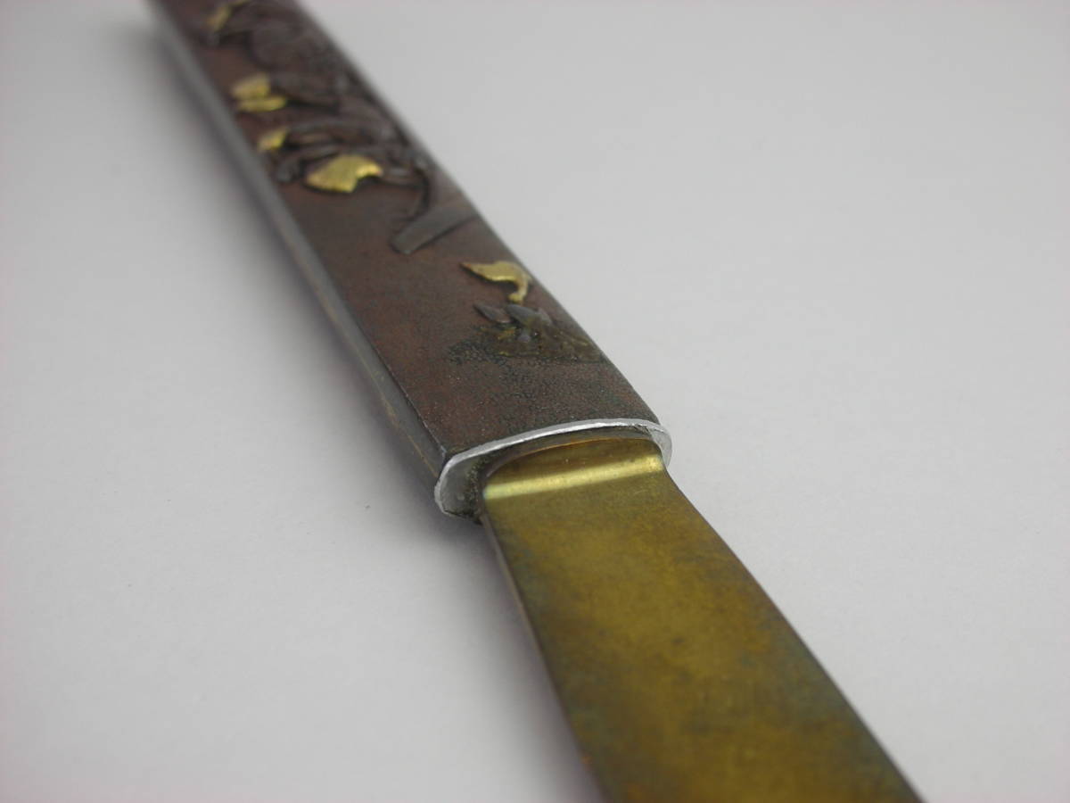 Kozuka Old bird person riding a ship Japanese Antiques