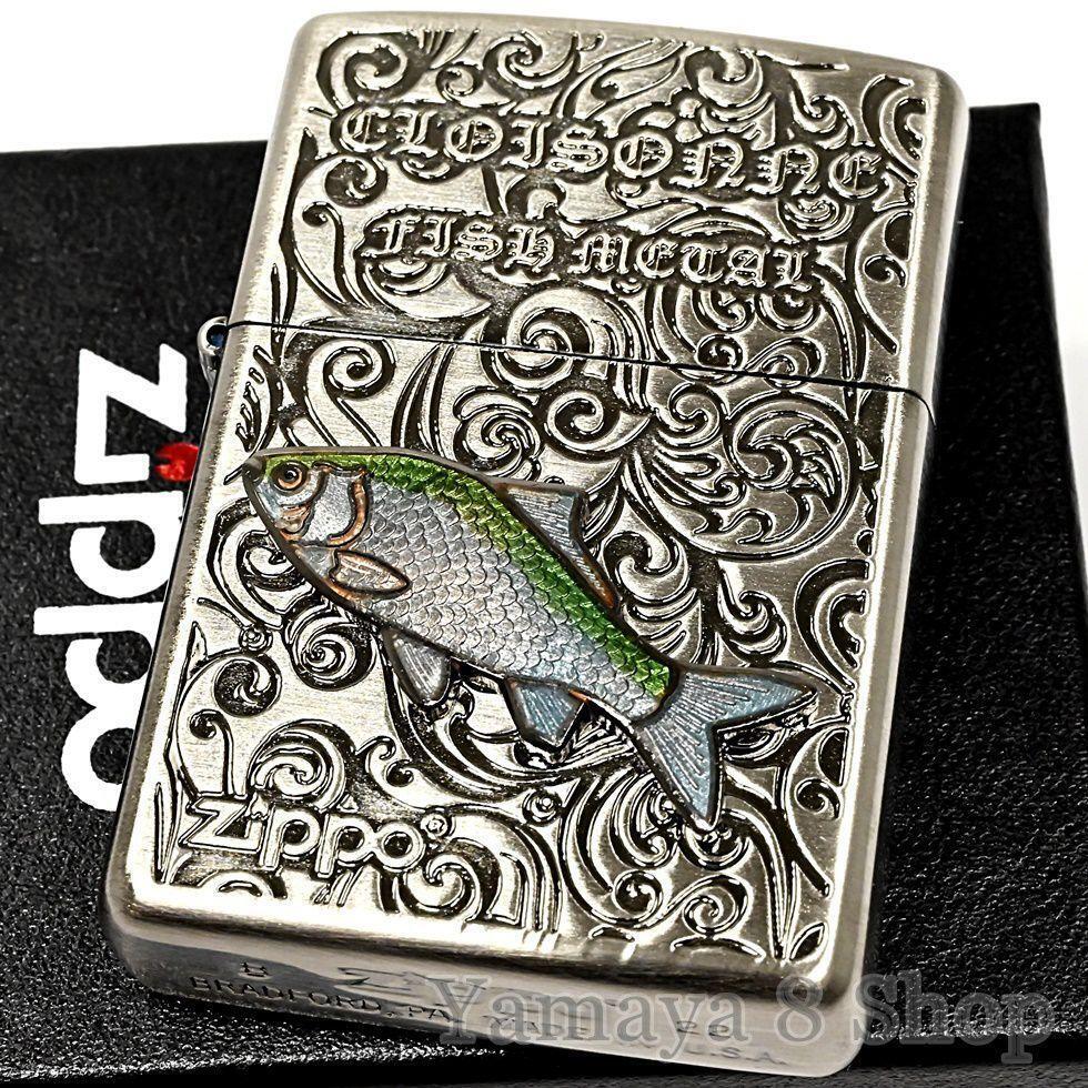 ZIPPO Lighter cloisonne metal spatula fishing nickel both sides