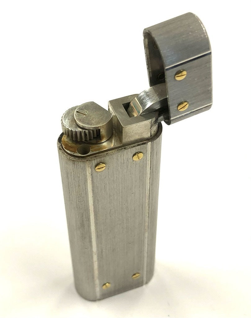 As is For Parts Cartier Lighter Santos Bis Motif SS x GP Silver Gold