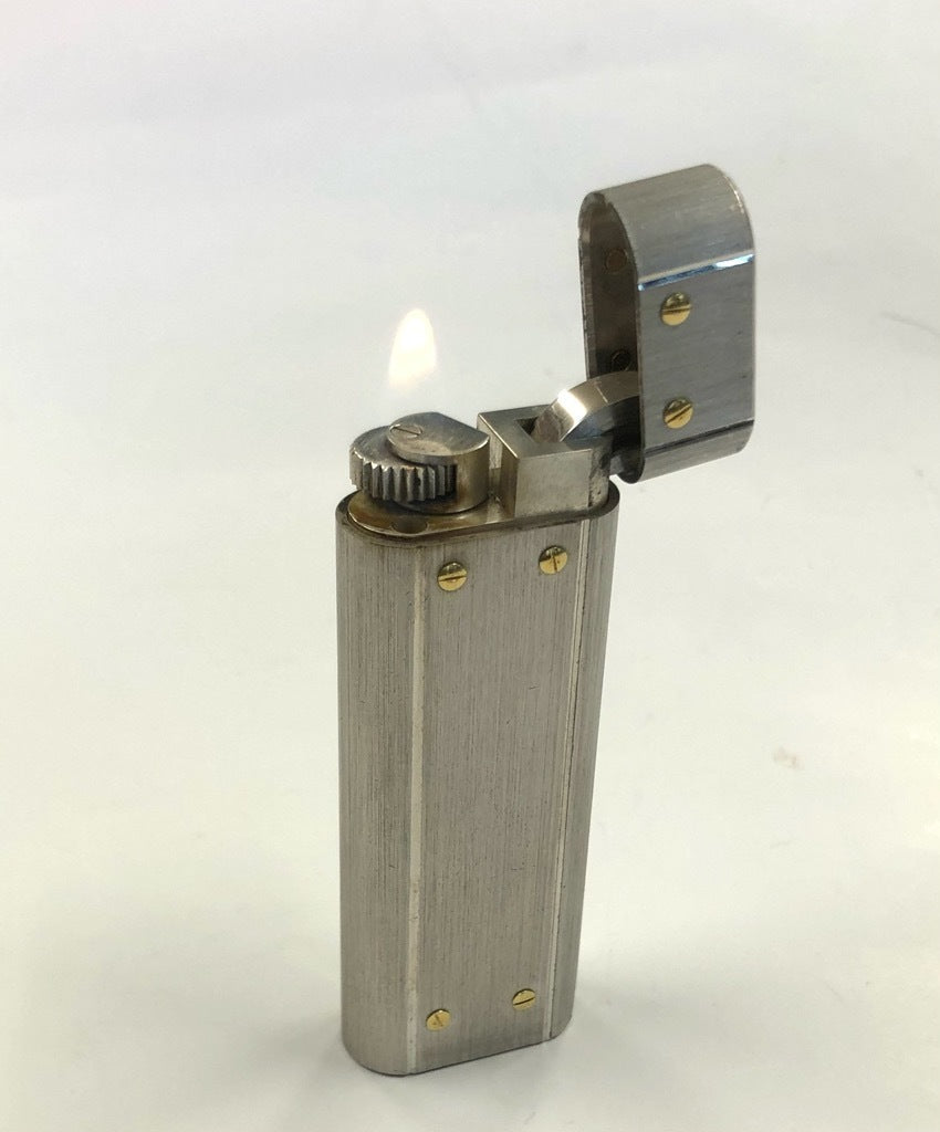 As is For Parts Cartier Lighter Santos Bis Motif SS x GP Silver Gold