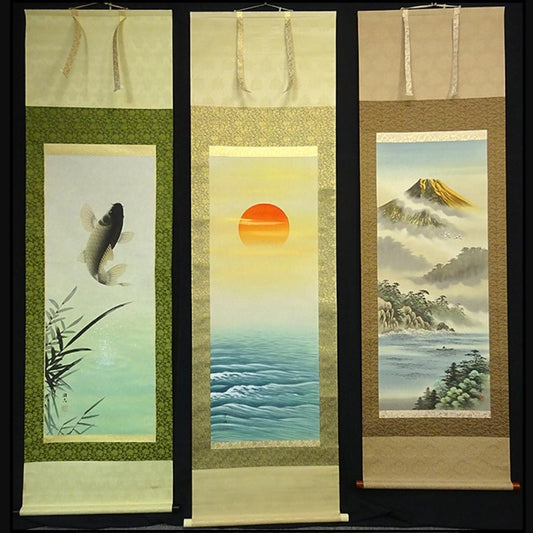 hanging scrolls Suiei Narisawa and others Koi Asahi Aonami Landscape Map JAPAN