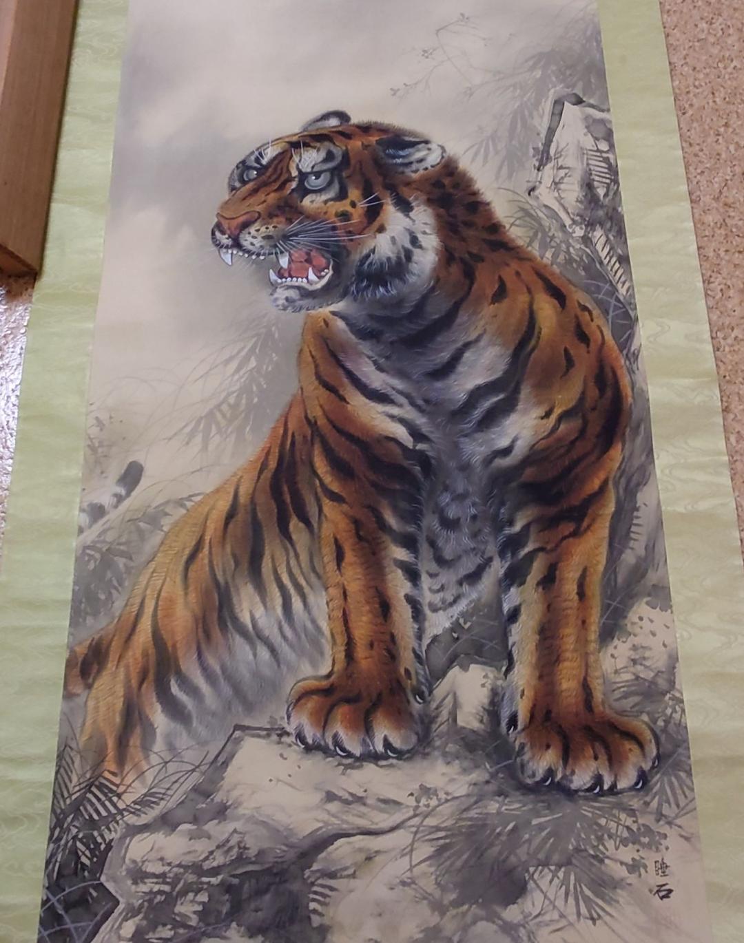 Fierce tiger hanging scroll