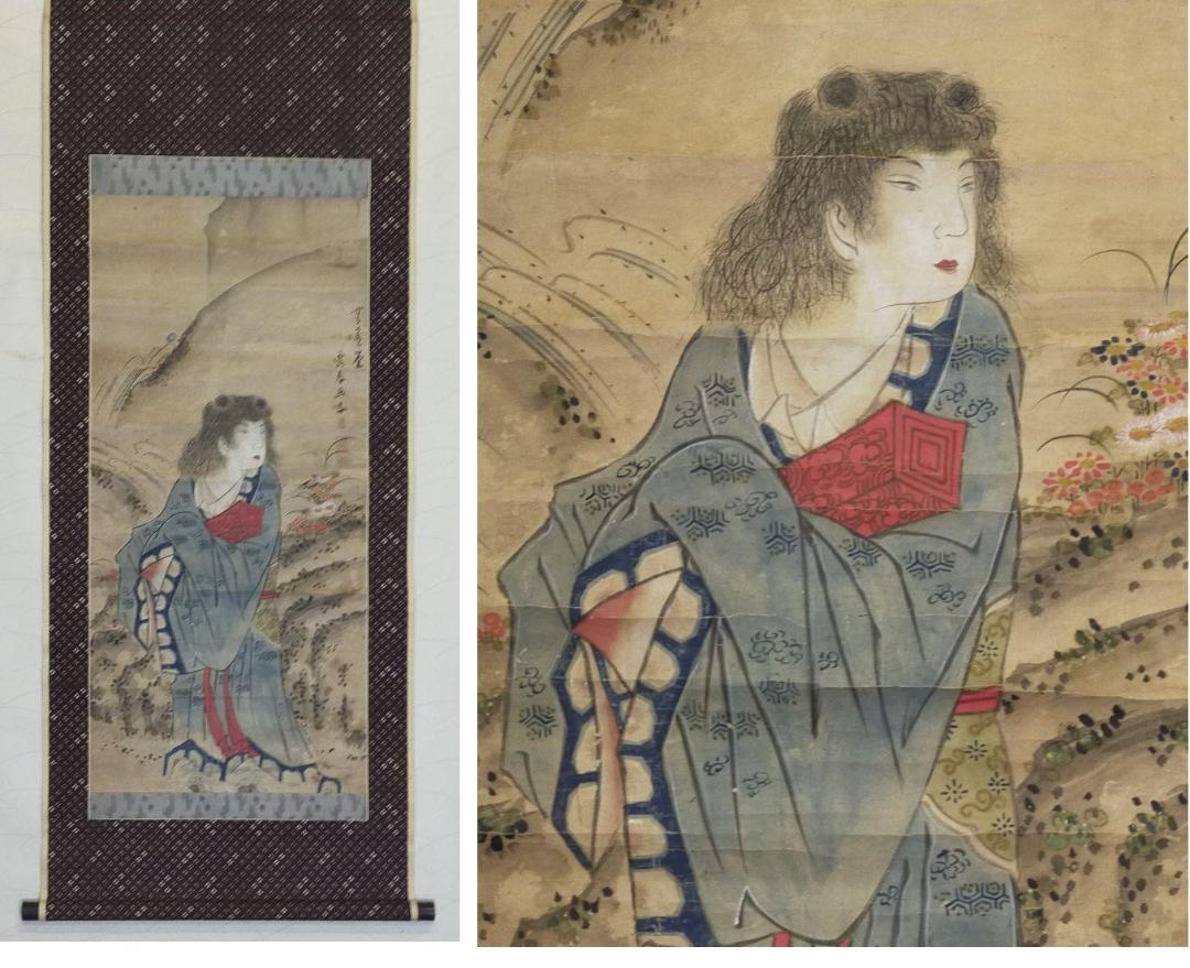 Hanging scroll Chinese person [Ryutaka] hanging scroll with paulownia box  JAPAN