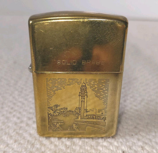As is for parts bottom reverse engraving 1988 solid brass Zippo lighter Zippo so