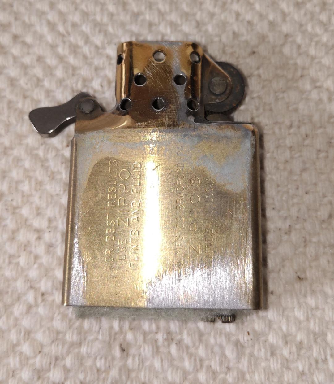 As is for parts bottom reverse engraving 1988 solid brass Zippo lighter Zippo so