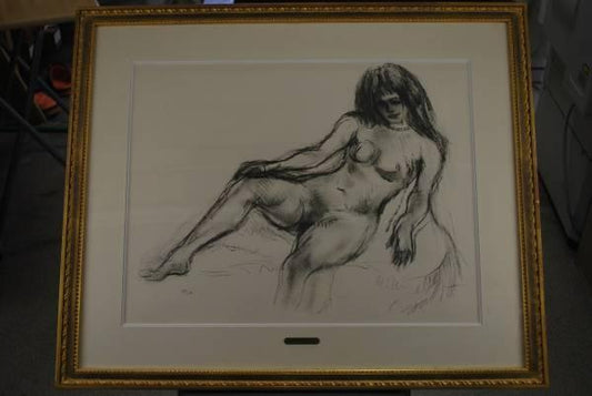 Ryuzaburo Umehara Nude woman figure Lithograph Hanging scroll JAPAN