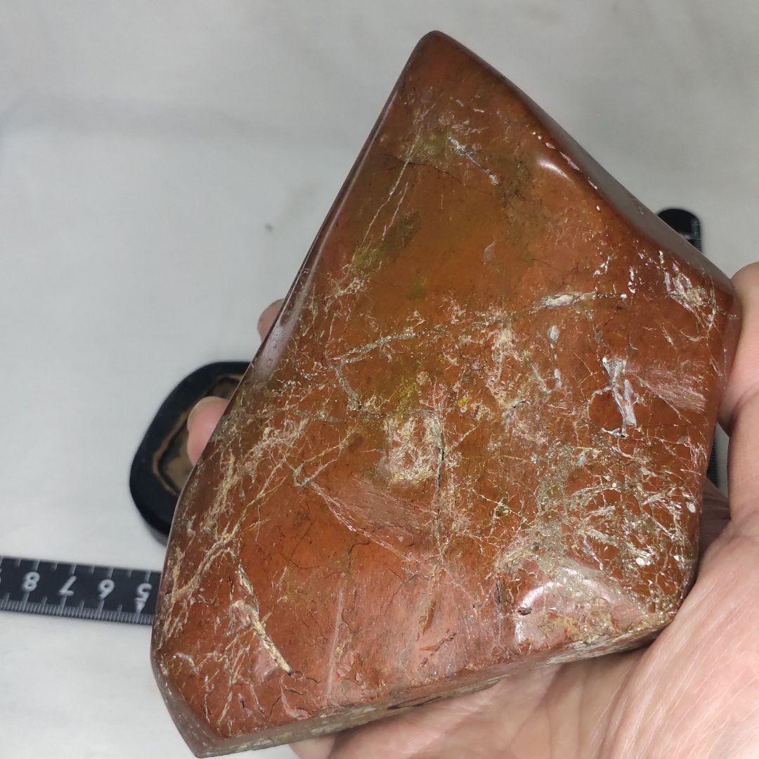 Red cobble stone figurine from Hokkaido Natural stone