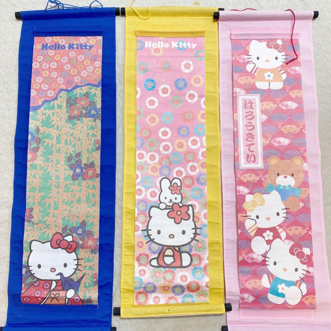 1997 Hello Kitty hanging scroll tapestry 3 piece set