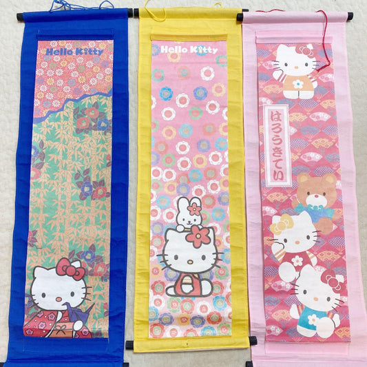 1997 Hello Kitty hanging scroll tapestry 3 piece set