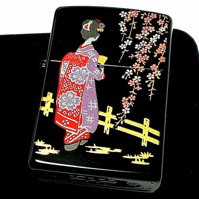 As is For Parts Zippo Japanese Pattern Lighter Genuine Gold Makie Maiko Traditio