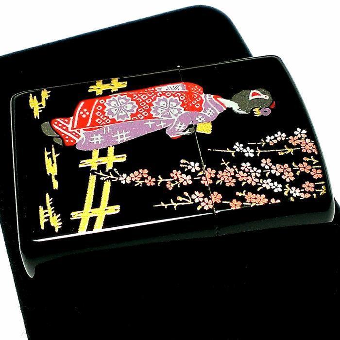 As is For Parts Zippo Japanese Pattern Lighter Genuine Gold Makie Maiko Traditio