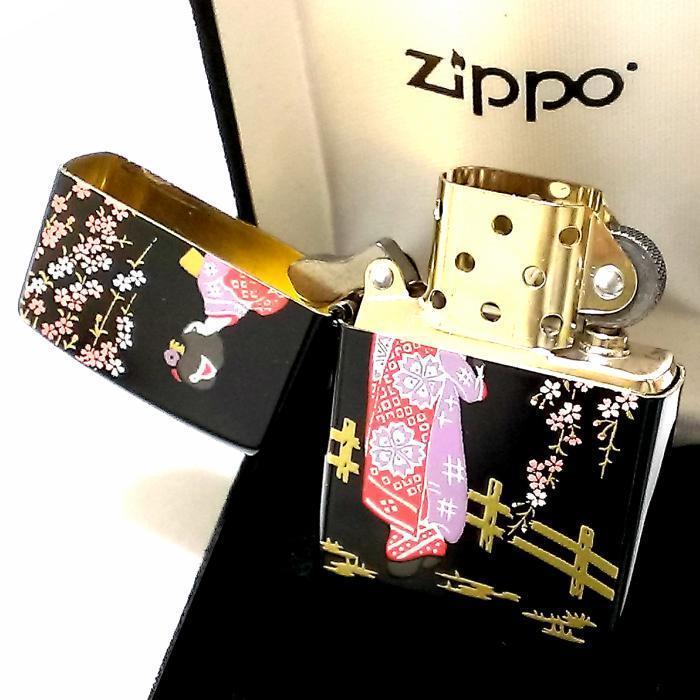 As is For Parts Zippo Japanese Pattern Lighter Genuine Gold Makie Maiko Traditio
