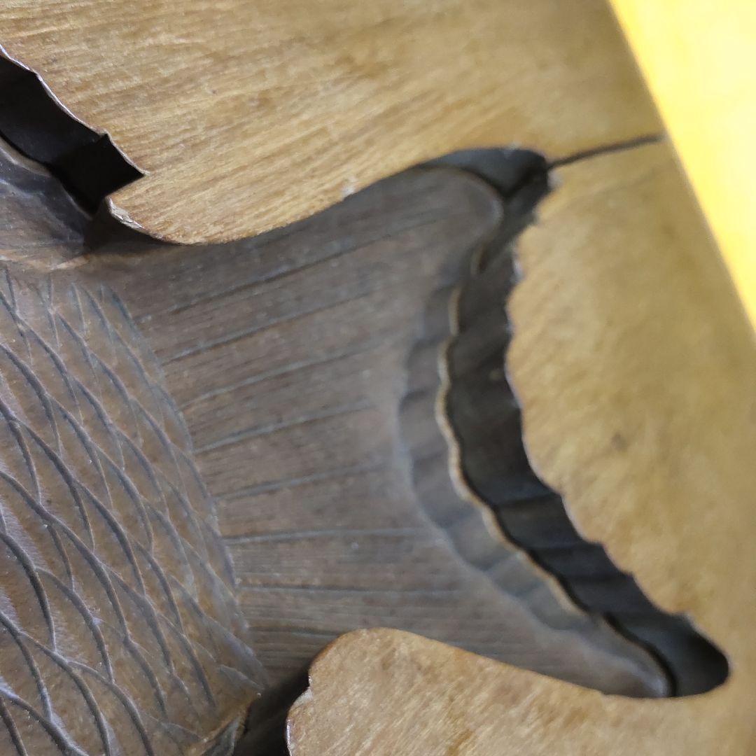 Japanese antique wood carving Sea bream mold 2 layers Handmade