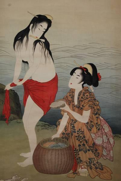Reproduction Utamaro Kitagawa Ama Figure Crafts Hanging scroll