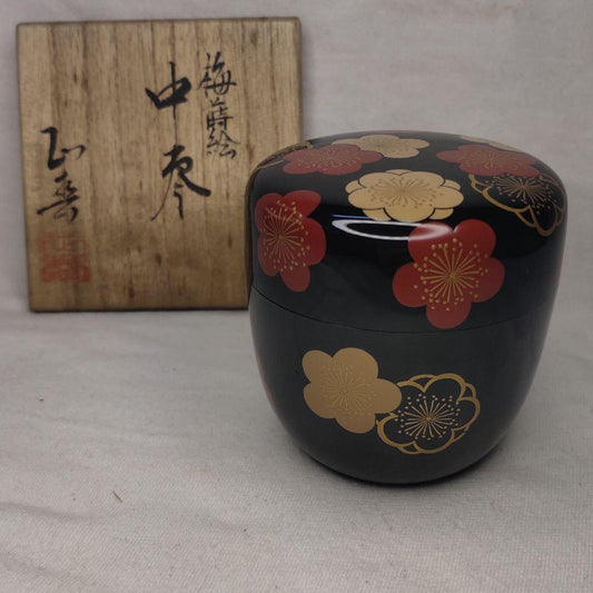 Tea ceremony utensils Ume lacquer work Nakajutsu Nurishi Shoju made