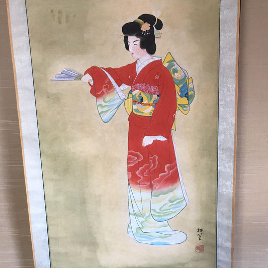 Hanging scroll  Japanese painting Uemura  Introductory dance copy  JAPAN
