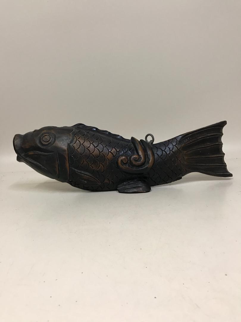 Jizai kagi Hook Folk art wooden fish carp crosspiece hearth