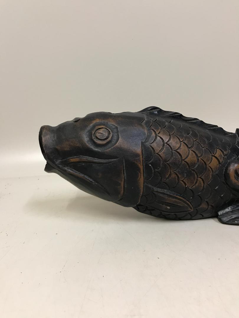 Jizai kagi Hook Folk art wooden fish carp crosspiece hearth