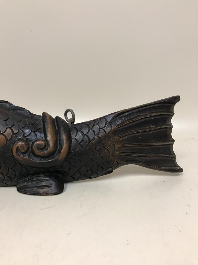 Jizai kagi Hook Folk art wooden fish carp crosspiece hearth