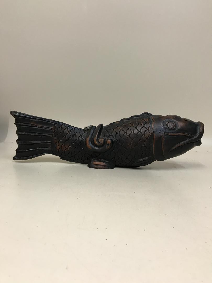 Jizai kagi Hook Folk art wooden fish carp crosspiece hearth
